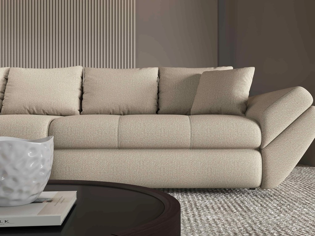 Canapea extensibilă dumonde cu ladă de depozitare si sezut confortabil din spuma high-density, Loana Enjoy Camel 300x100 cm