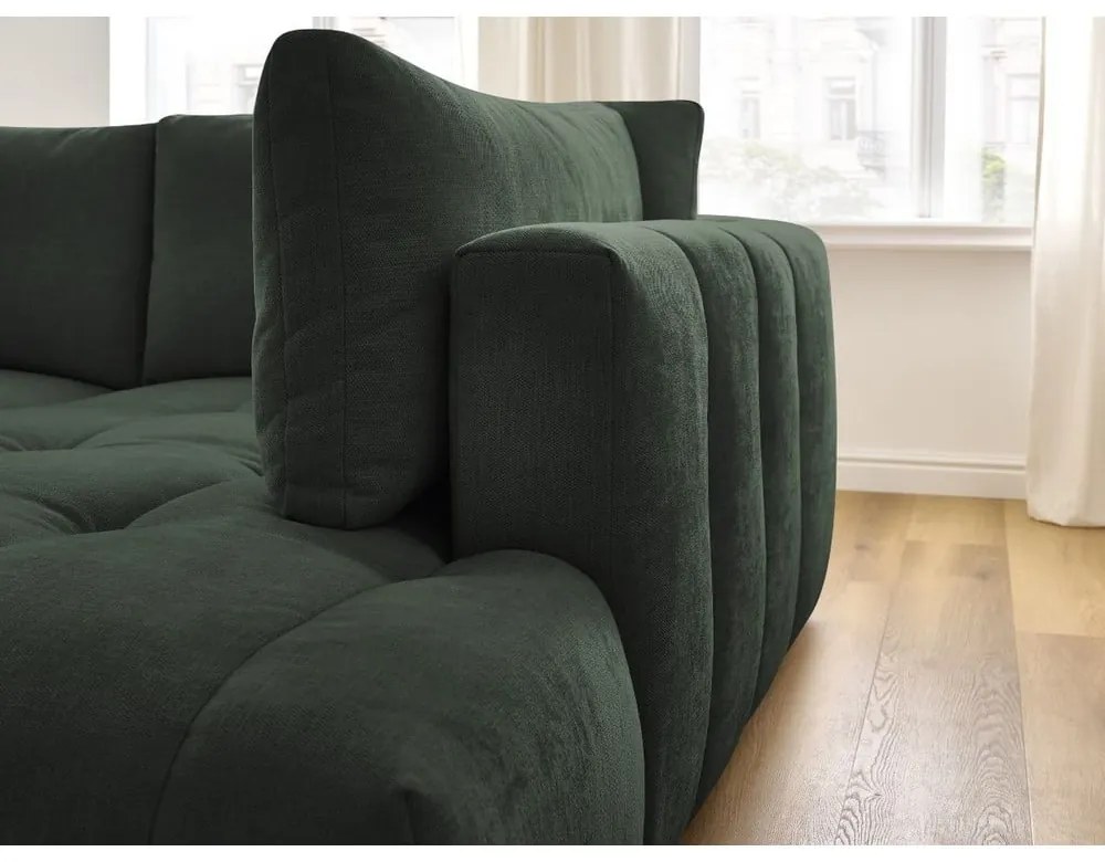 Colțar verde extensibil/cu spațiu de depozitare (cu colț pe partea dreaptă/în formă de ”L”) Fuji – Bobochic Paris