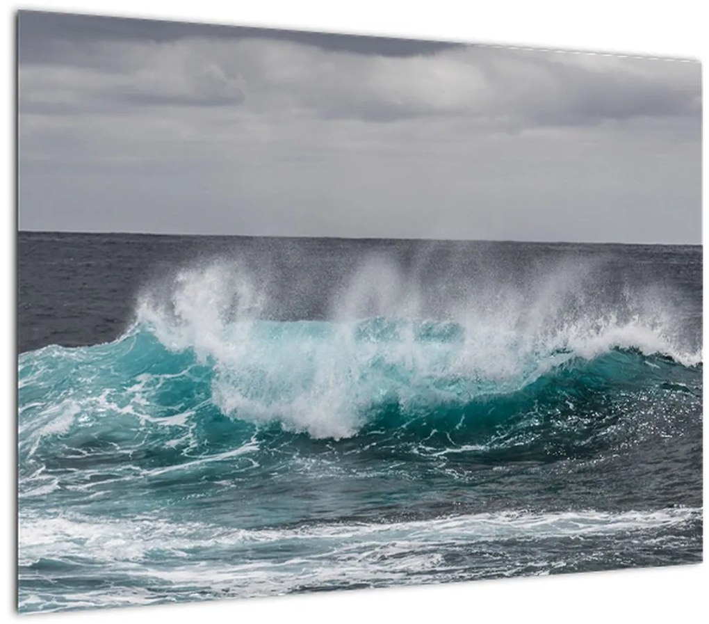 Tablou pe sticlă - Valuri pe ocean (70x50 cm)