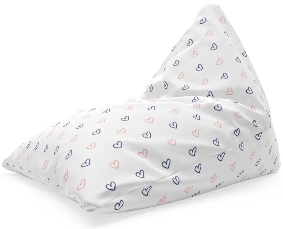 Sac de șezut Triangl inimioare pe alb, alb