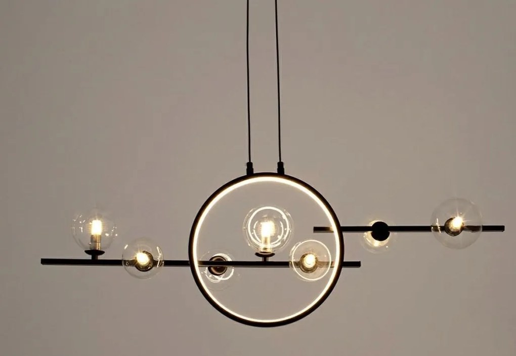 Lustra moderna cu 7 de surse de lumina si LED LINEA TWIN 90