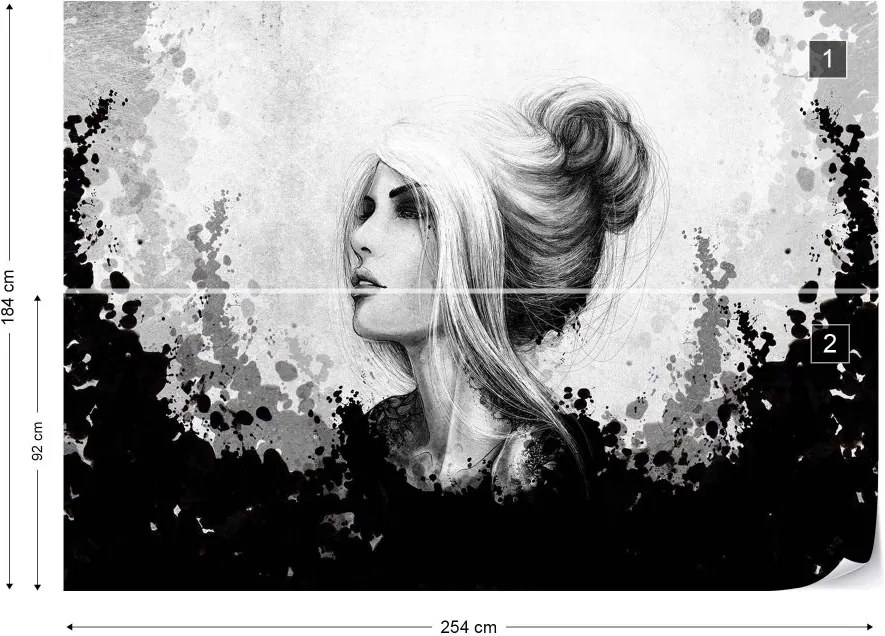 GLIX Fototapet - Woman Black And White Vliesová tapeta  - 254x184 cm