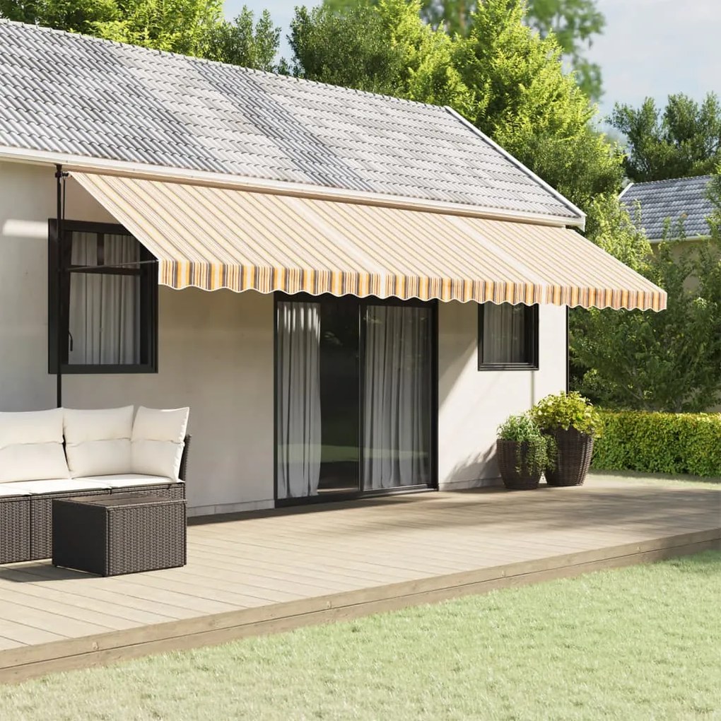 vidaXL Pânză de rezervă copertină, dungi multicolore, 6x3,5 m