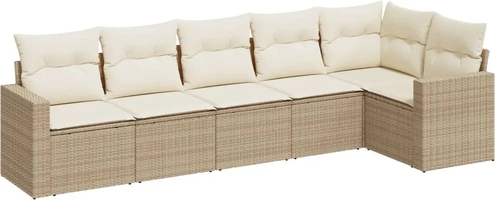 vidaXL Set canapele de grădină cu perne, 6 piese, bej, poliratan