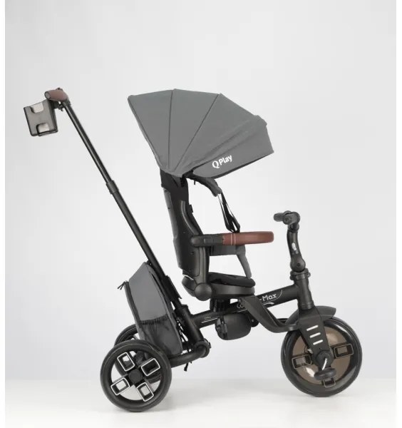 QPlay - Tricicletă 7 în 1 pentru copii COMFO MAX, gri