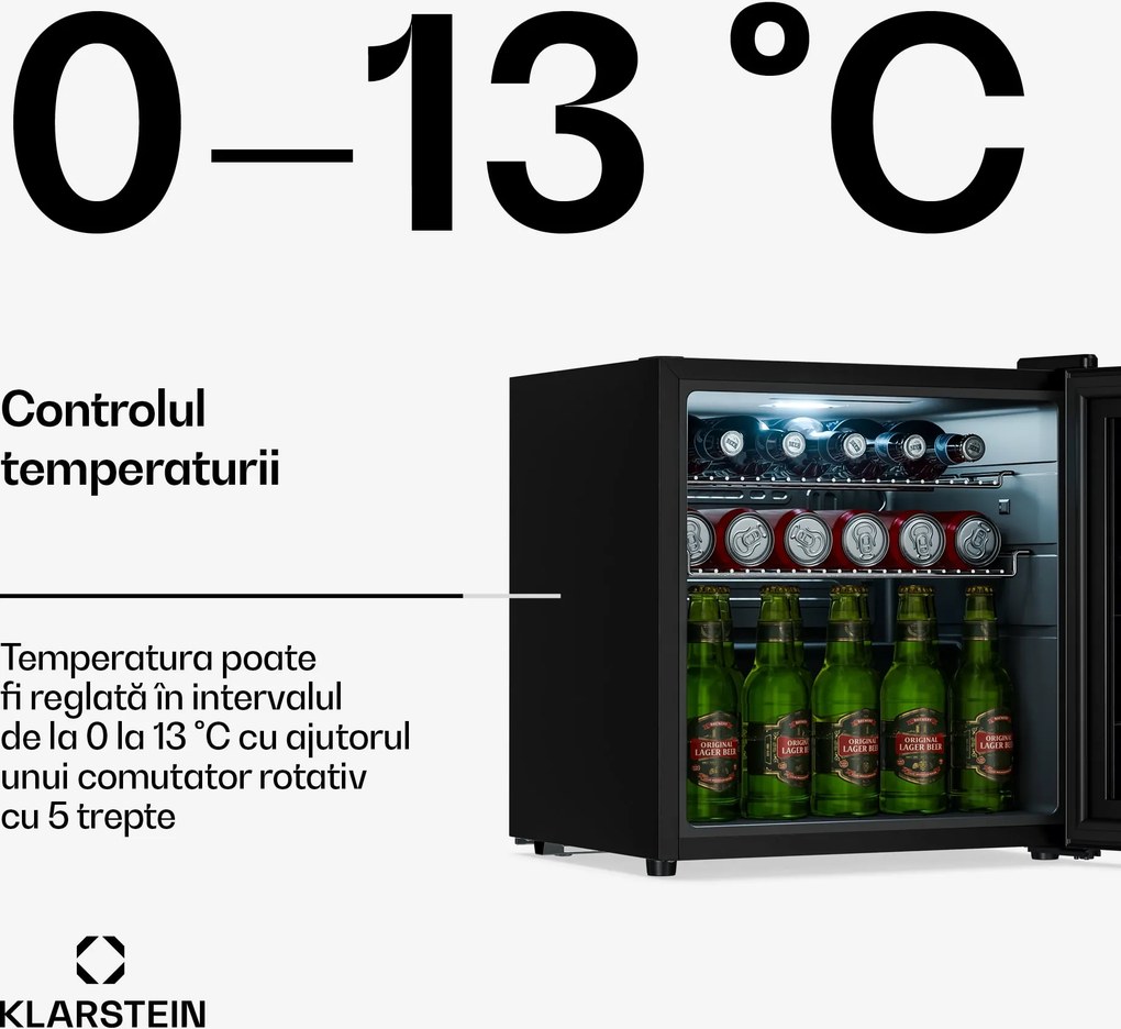 Klarstein Beersafe frigider pentru băuturi cu ușă din sticlă oglindă | 44 x 48 cm | iluminare interioară LED