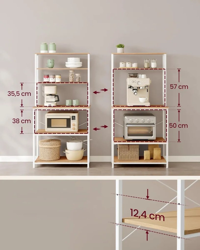 Raft de bucatarie LORANO 167x80 cm, alb / decor stejar