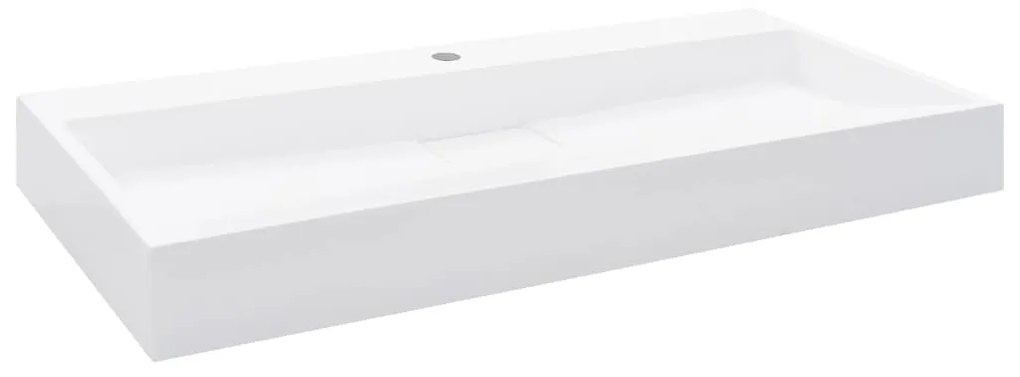 144066 vidaXL Chiuvetă, alb, 100x46x11cm, conglomerat turnat mineral/marmură