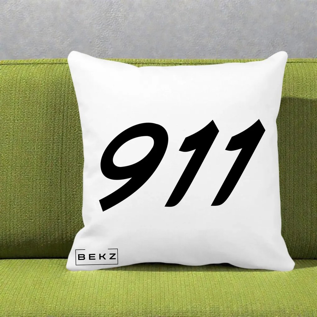 Perna Personalizata 911 Bold, 40x40 cm, Alba Mata, Husa Detasabila, Perna Inclusa, BEKZ®