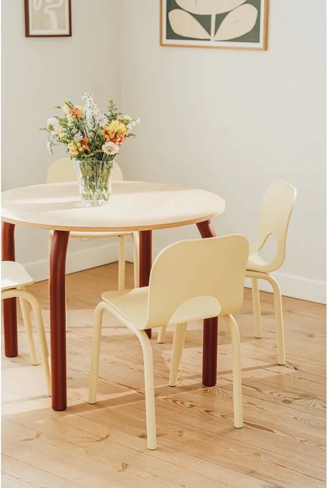 Masă de dining rotundă cu blat cu aspect de lemn de stejar ø 100 cm Meko – noo.ma