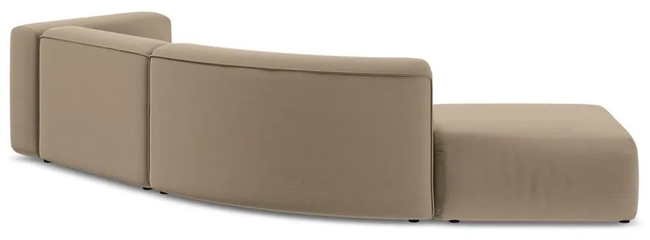 Șezlong bej cu tapițerie din catifea (cu colț pe partea stângă) Ekahi – Makamii