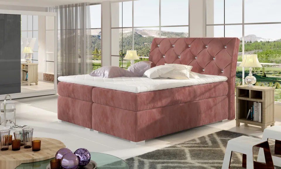 Pat tapitat, boxspring, cu spatiu pentru depozitare, 160X200 cm,Balvin 1, Eltap (Culoare: Gri deschis)