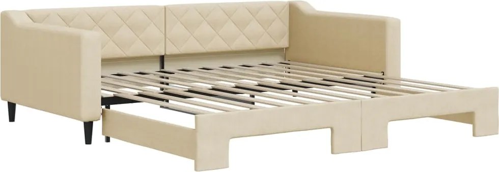vidaXL Pat de zi cu extensie, crem, 100x200 cm, textil