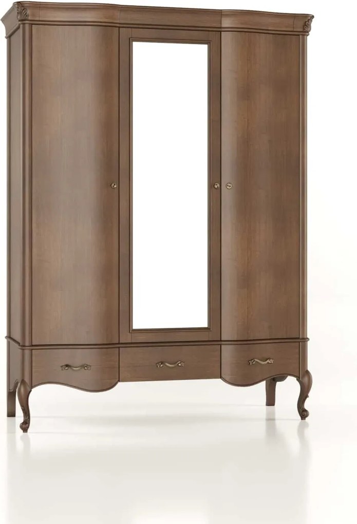 Dulap lemn masiv Celisea 3 Uși cu Oglindă, 160 × 53 × 220 cm