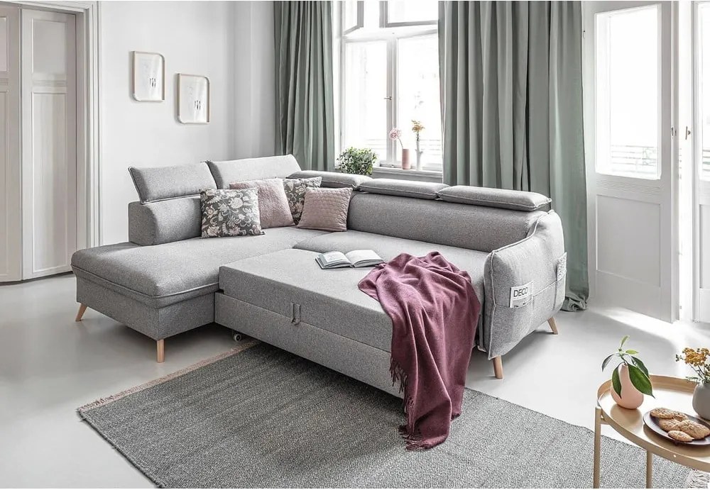 Colțar gri deschis extensibil (cu colț pe partea stângă ) Sweet Harmony – Miuform