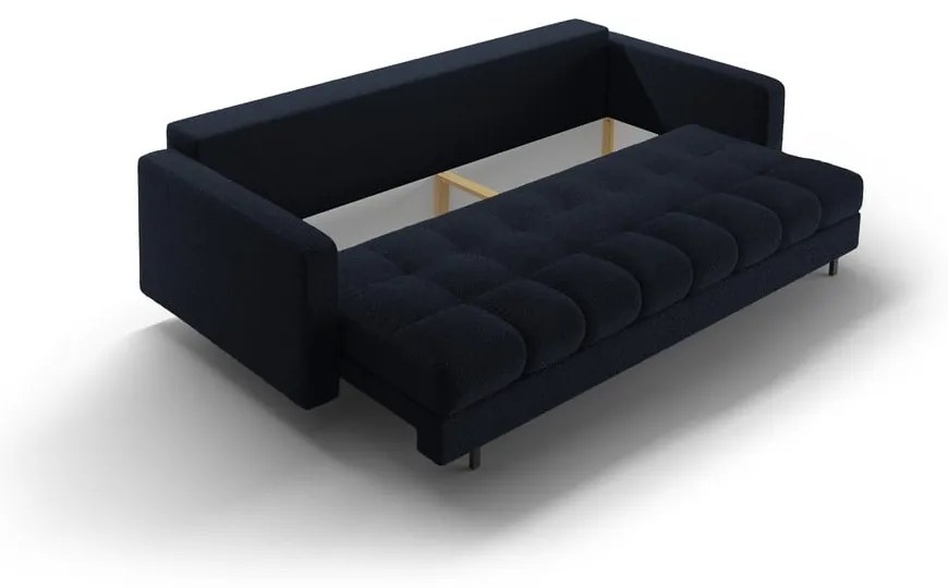 Canapea albastru-închis extensibilă, cu spațiu de depozitare cu tapițerie din țesătură bouclé 222 cm Bali – Cosmopolitan Design