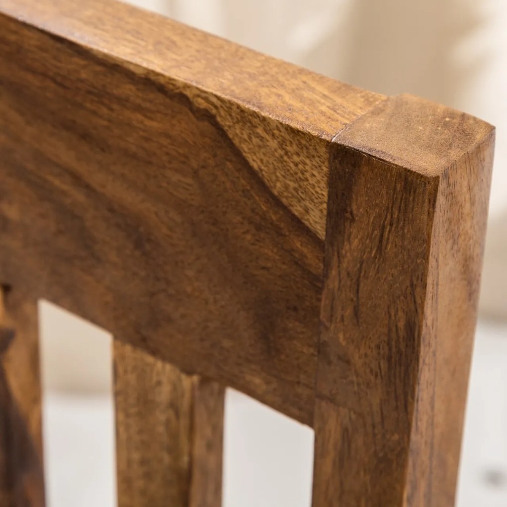 Set 2 scaune elegante din lemn cu sezut tapitat, Makassar Sheesham A-39751 VC