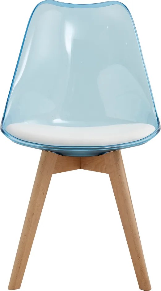 Scaun, albastru transparent, acrilic/piele ecologică/fag, BALI 2 NEW