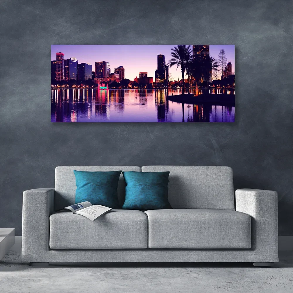 Tablou pe panza canvas Oraș Case Violet Negru
