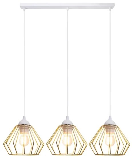 Lustră pe cablu CEED GOLD 3xE27/60W/230V alb/auriu