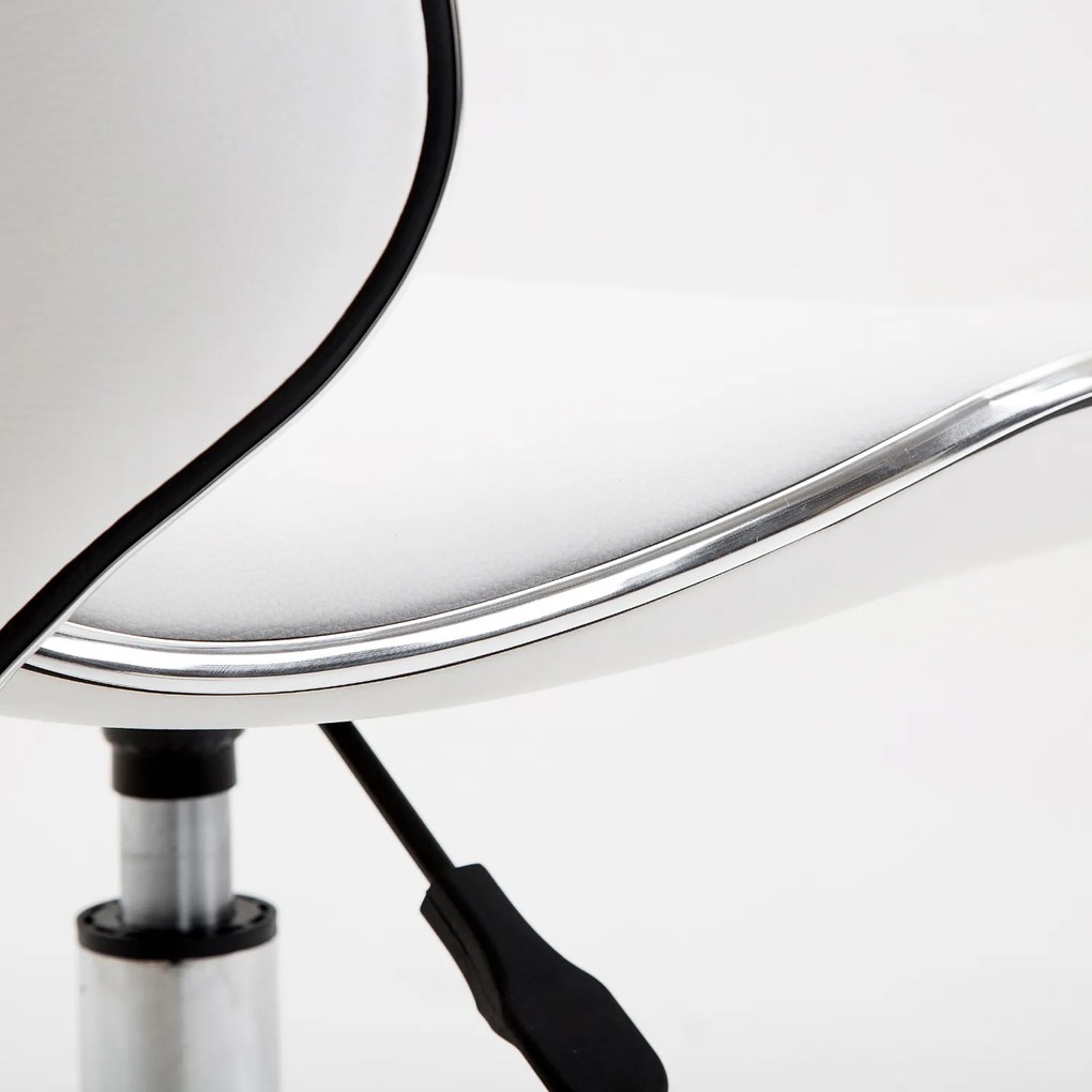 HOMCOM Taburet cu roți, taburet de lucru cu înălțime reglabilă 44-56 cm și spătar, pivotant 360°, alb | Aosom Romania