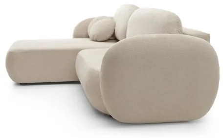 Canapea colțar extensibilă OLBIA, în formă de L, stânga, bej, cu spațiu de depozitare