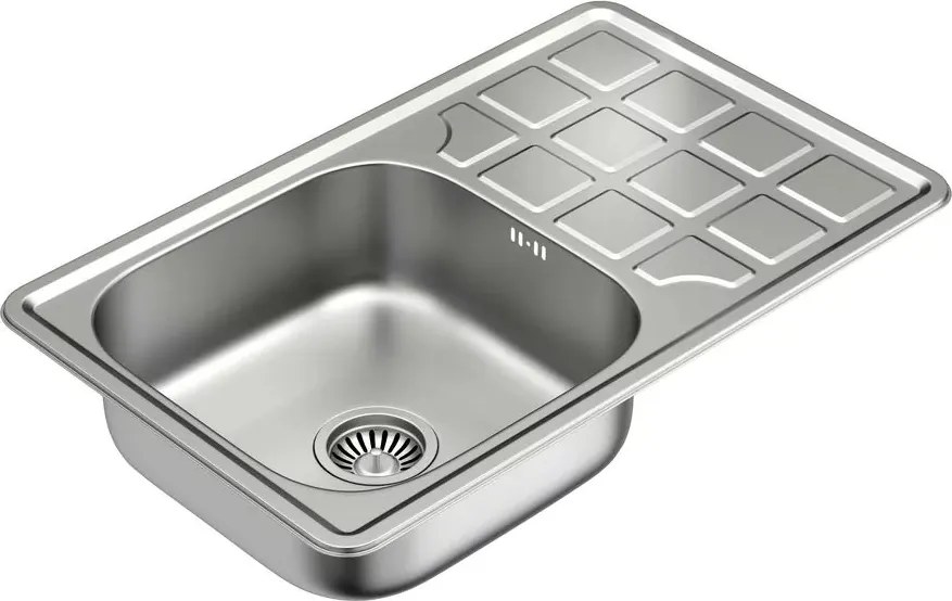 Chiuveta inox Quadron Louis 111 cu o cuva cu picurator finisaj inox texturat 47x48 cm