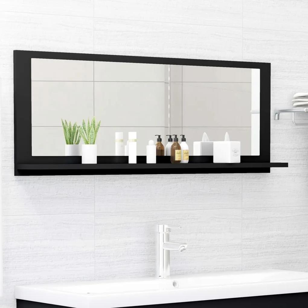 804590 vidaXL Oglindă de baie, negru, 100 x 10,5 x 37 cm, PAL