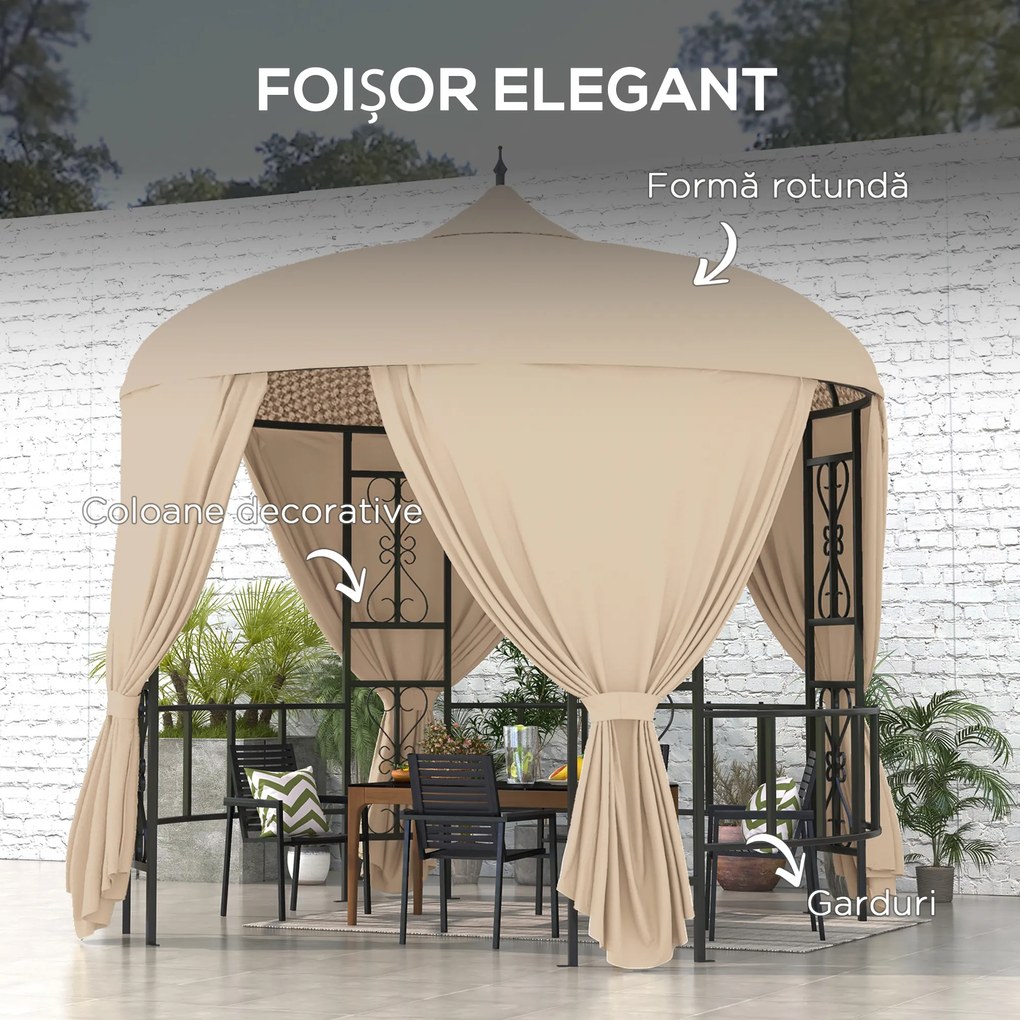 Outsunny Foisor de Gradina Rotund de 3(m), Gazebo Elegant | Aosom Romania