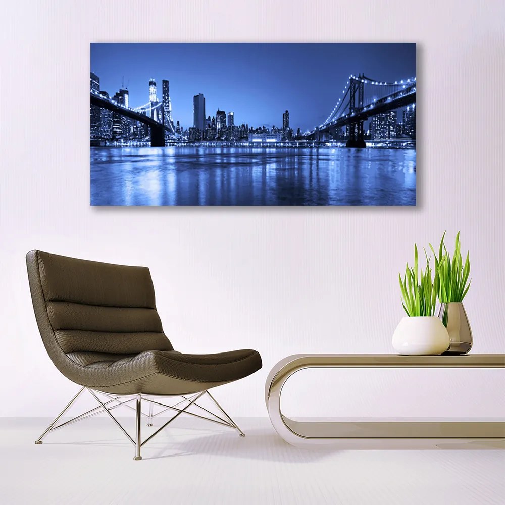 Tablou pe panza canvas Bridge City Arhitectura Purple