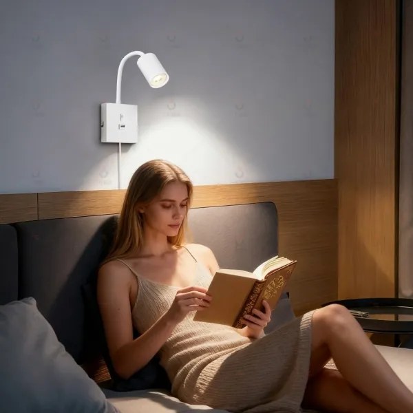 Immax NEO 08296L - Lampă de perete cu USB PUNTO 1xGU10/9W/230V albă
