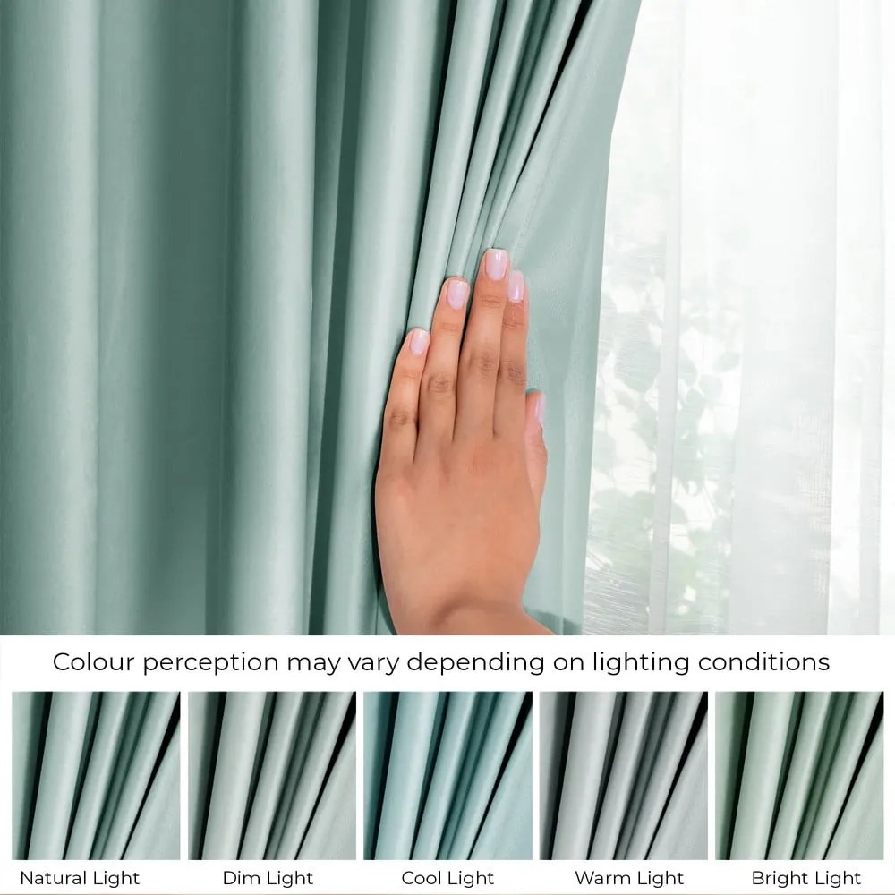 Draperie verde-deschis dimout (semi-opacă) din catifea 140x270 cm Eyelets – Restilo