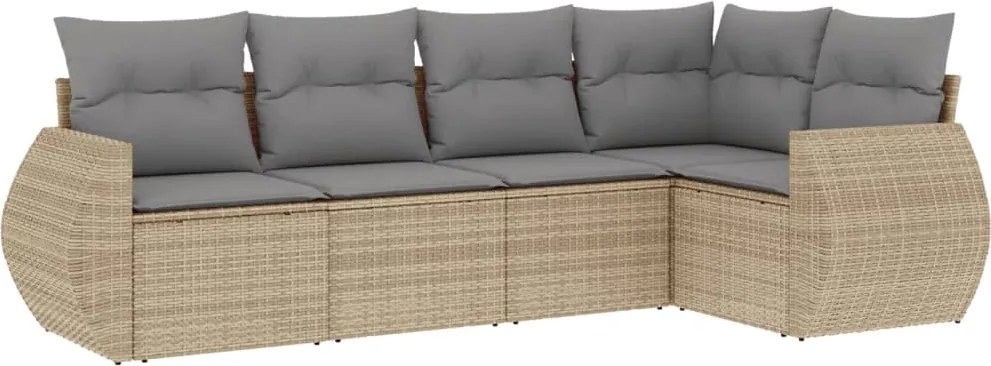 vidaXL Set canapele de grădină cu perne, 5 piese, bej, poliratan