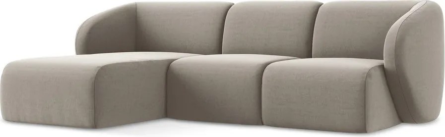 Colțar maro deschis cu tapițerie din catifea (cu colț pe partea stângă/cu șezlong) Lani – Makamii