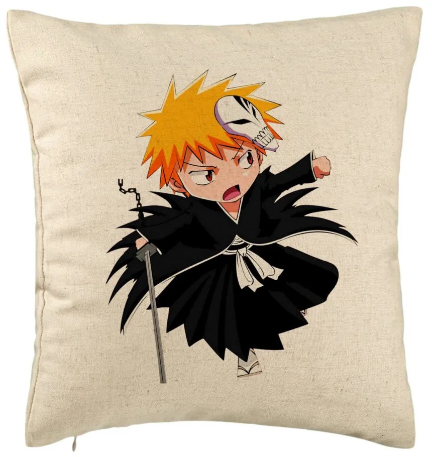 Perna Decorativa cu Bleach Mini Ichigo, 40x40 cm, Bej, Husa Detasabila, Burduf