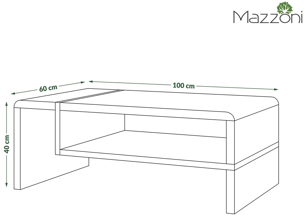 Mazzoni FOLK Bej (Șampanie) / Stejar Artisan - MĂSUȚĂ MODERNĂ CU RAFT