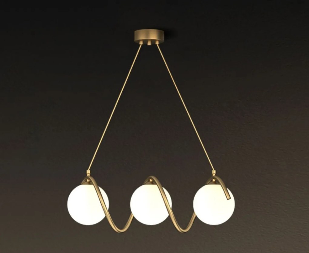 Lustra led Premium Gold,3 Globuri, 50 cm