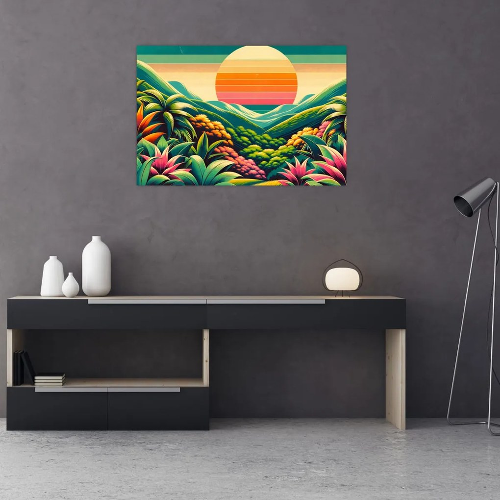 Tablou - Apus de soare multicolor (90x60 cm)