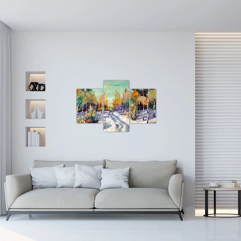 Tablou - Drum înzăpezit prin pădure (90x60 cm)