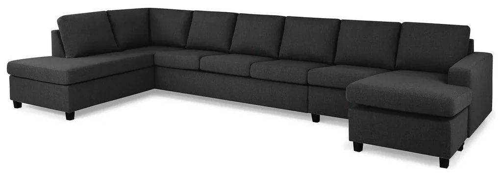 Colțar Scandinavian Choice C164Negru, Antracit, 407x199x80cm, Picioare: Plastic