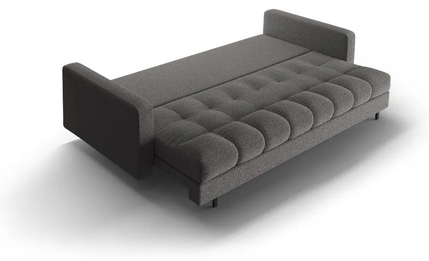 Canapea gri închis extensibilă, cu spațiu de depozitare cu tapițerie din țesătură bouclé 222 cm Bali – Cosmopolitan Design