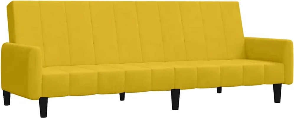 vidaXL Canapea extensibilă cu 2 locuri, galben, catifea