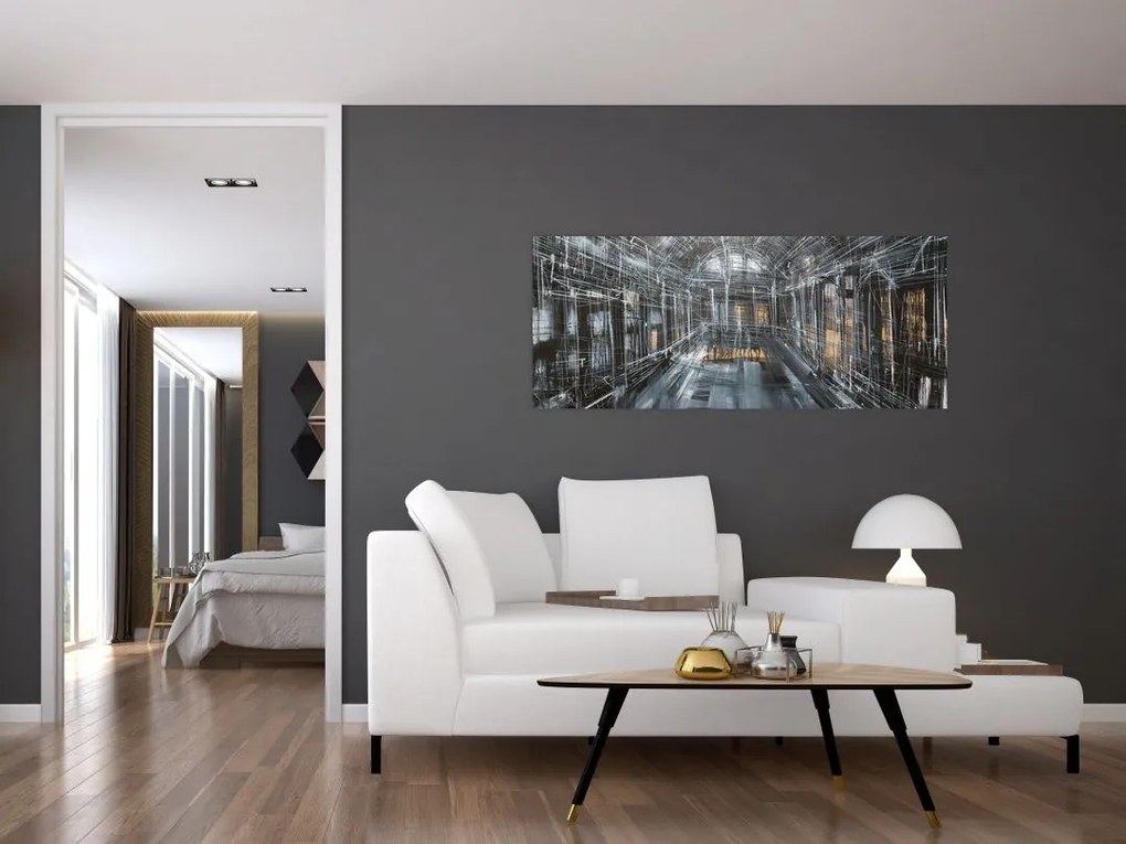 Tablou cu u interiorul clădirii vechi (120x50 cm)