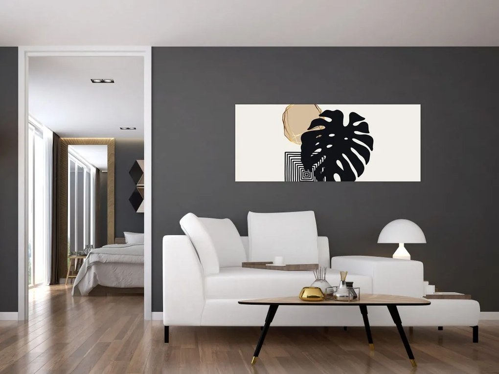 Tablou - Abstracție cu frunze tropicale N⁰2 (120x50 cm)