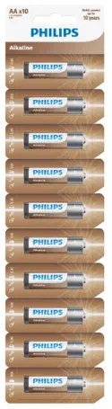 Philips Baterii AA Entry Alkaline, 10 bucăți