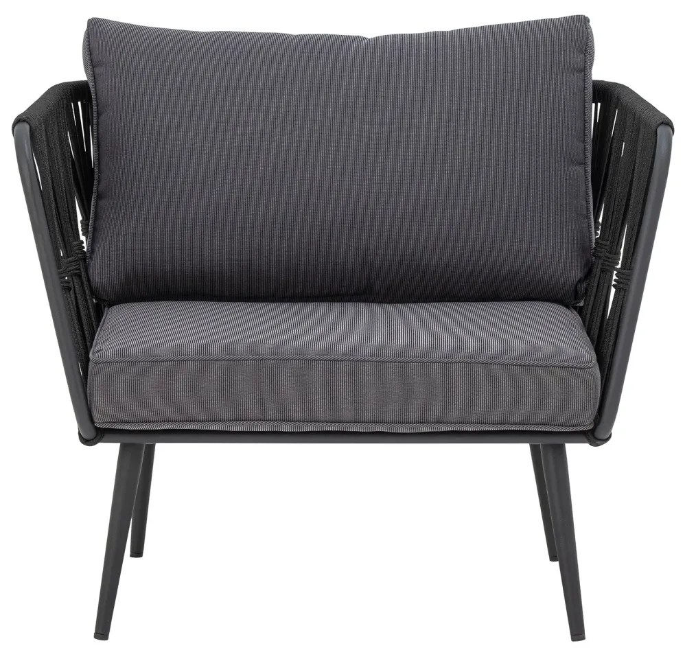 Fotoliu de exterior, negru, din metal, Pavone