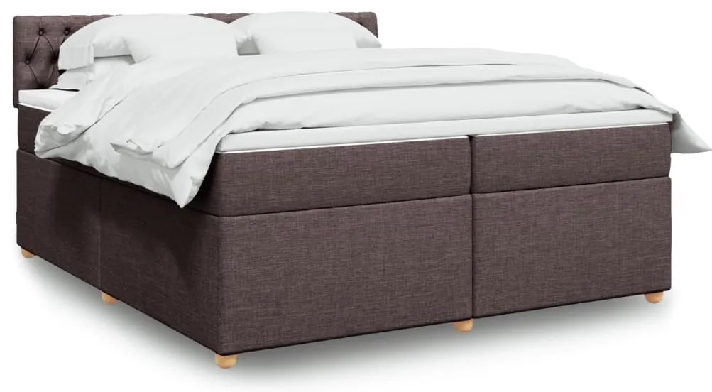 vidaXL Pat box spring cu saltea, maro închis, 200x200 cm, textil