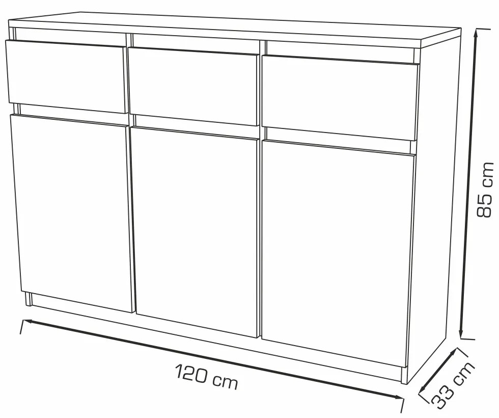 Comoda WASHINGTON 3S3F - Alb 120 cm - Practic si Modern