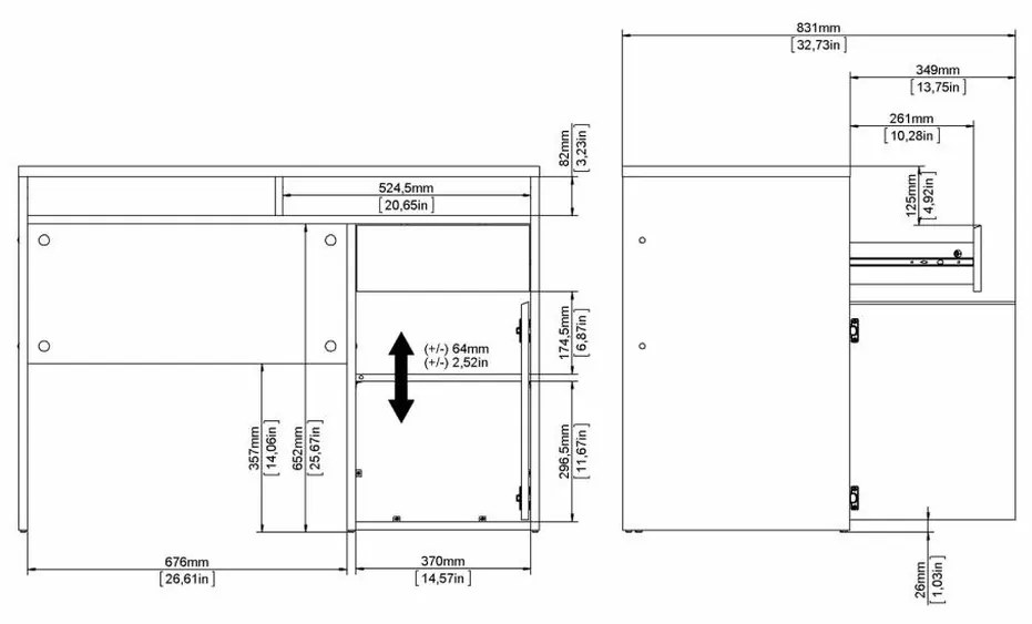 Birou Felix IV, alb lucios