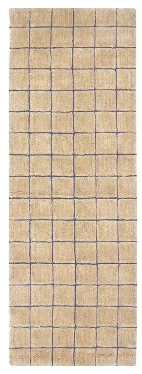 Covor tip traversă chihlimbar țesut manual din lână 80x230 cm Mosaic Amber – Lorena Canals